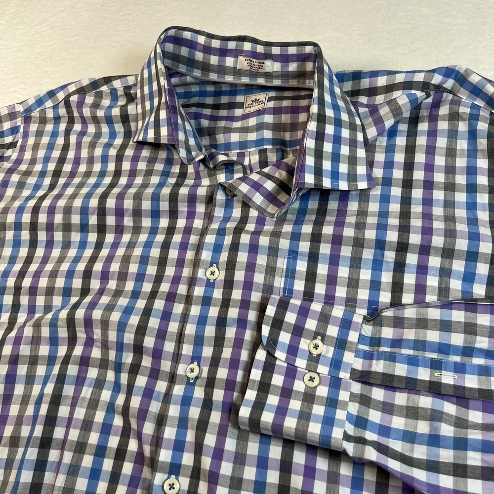 Peter Millar Shirt Mens XL Multicolor Check Long Sleeve Button Up Casual Cotton
